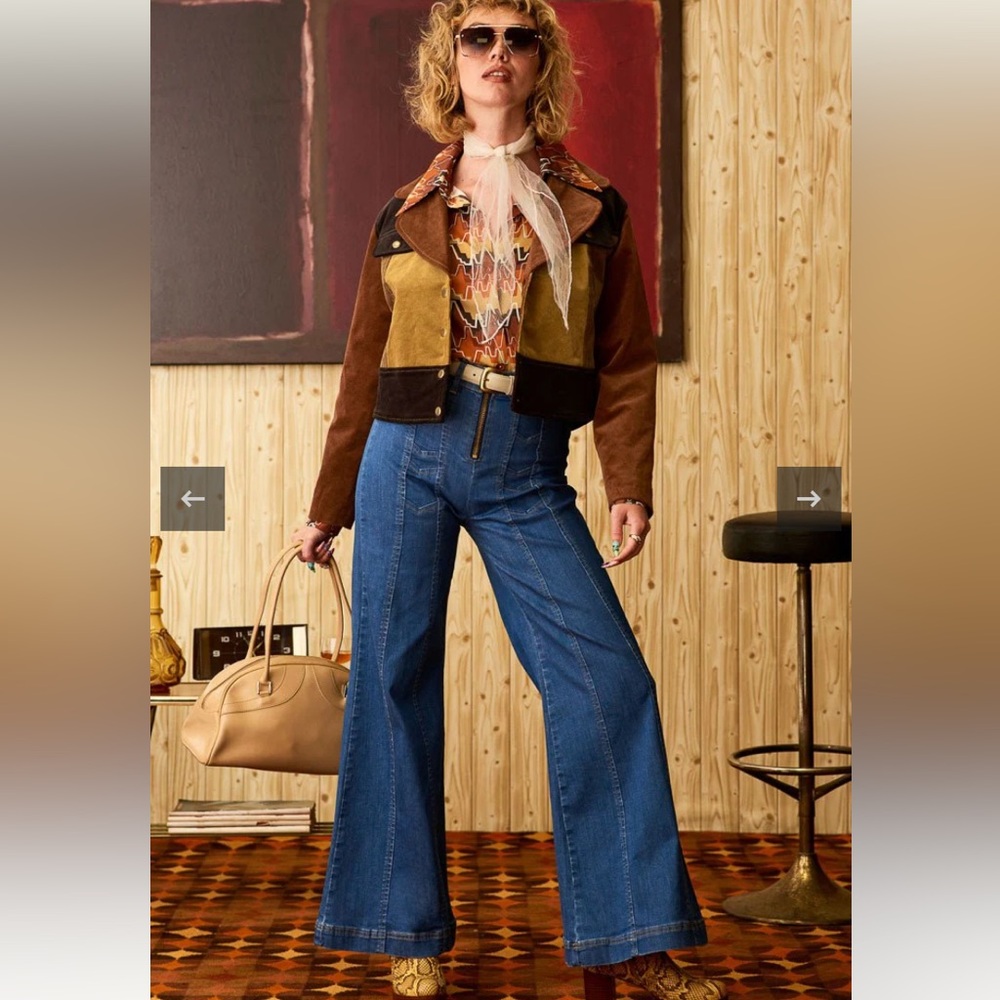 The Hippie Shake sold out Little Jeanie Chevron Wide Leg Jeans